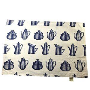 Two Cotton Placemats Pot Pitcher tea coffee Kismet Navy cream country cottage
